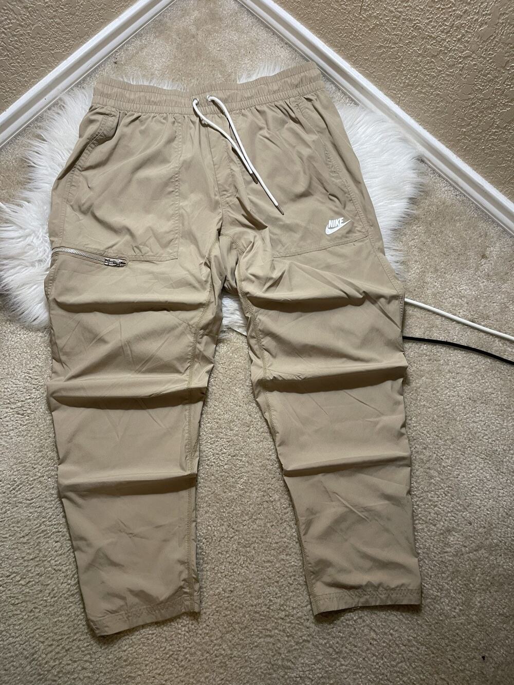 Nike Sportswear Drawstring Lightweight Pants size X-Large tan beige men's